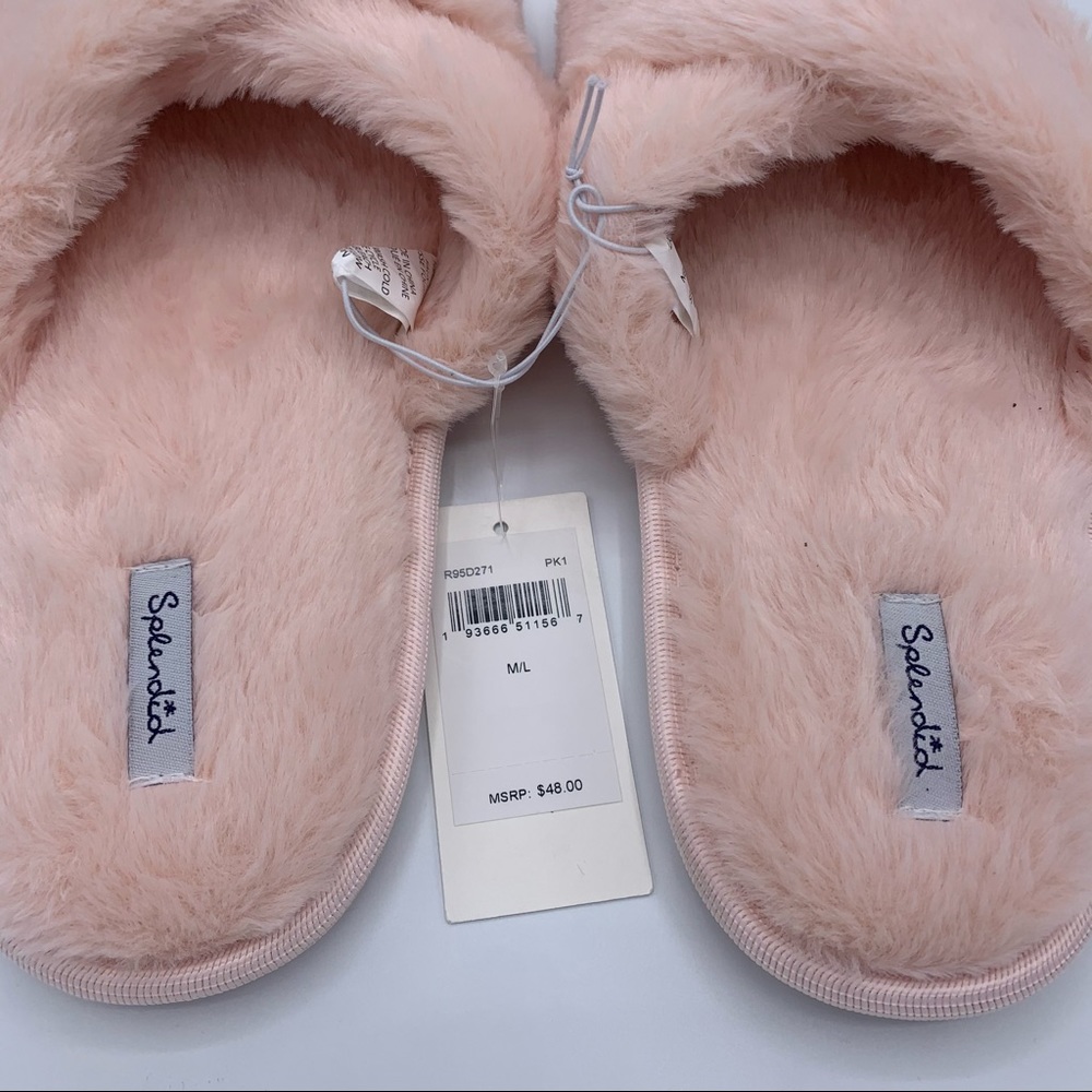 SPLENDID Faux Fur Crisscross Slippers - Picture 3 of 8